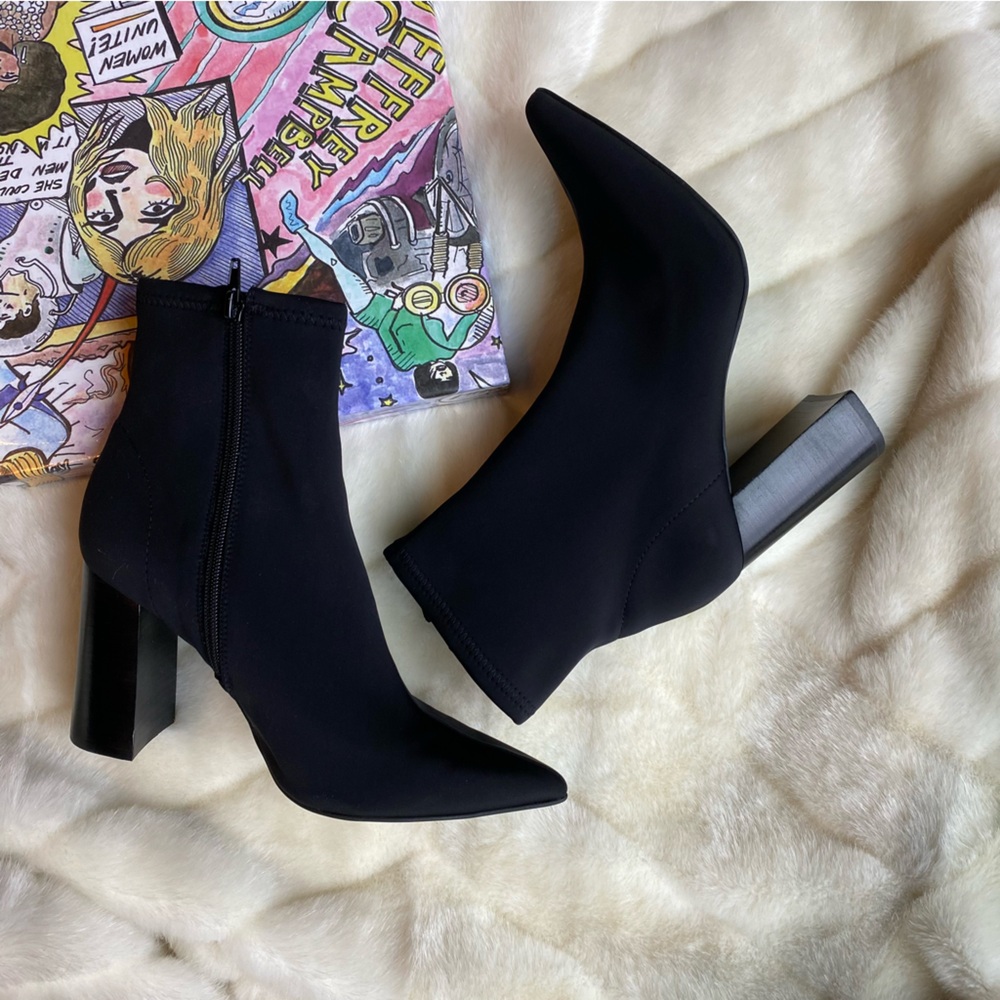 Jeffery Campbell neoprene raven black sock boot NWT never worn RUNS SMALL